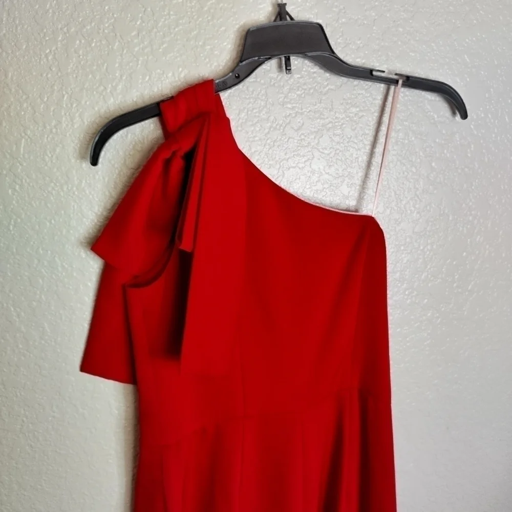 Gal Meets Glam Carmen Jumpsuit Red Bow One Shoulder Preppy Flowy Formal sz 00